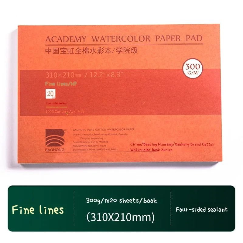 100% Cotton Watercolor Paper – 300gsm, 20 Sheets