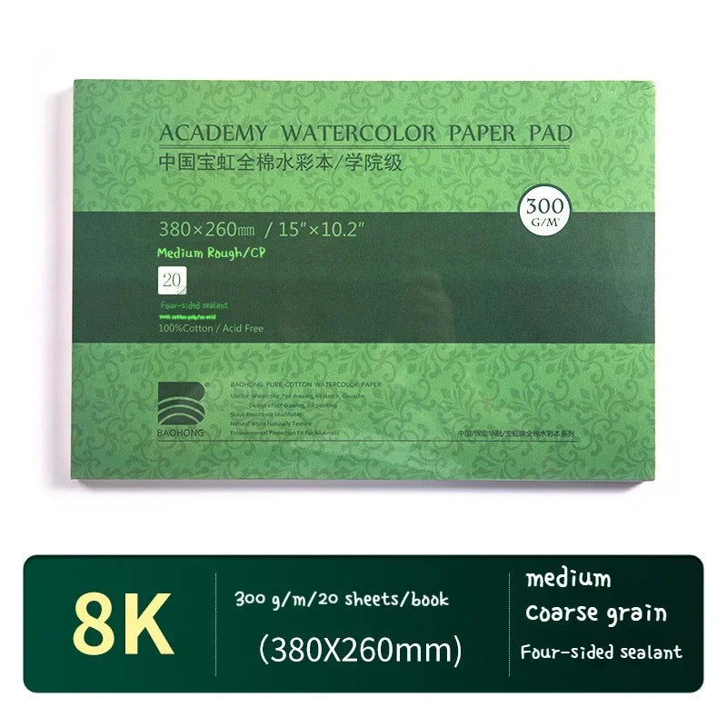 100% Cotton Watercolor Paper – 300gsm, 20 Sheets