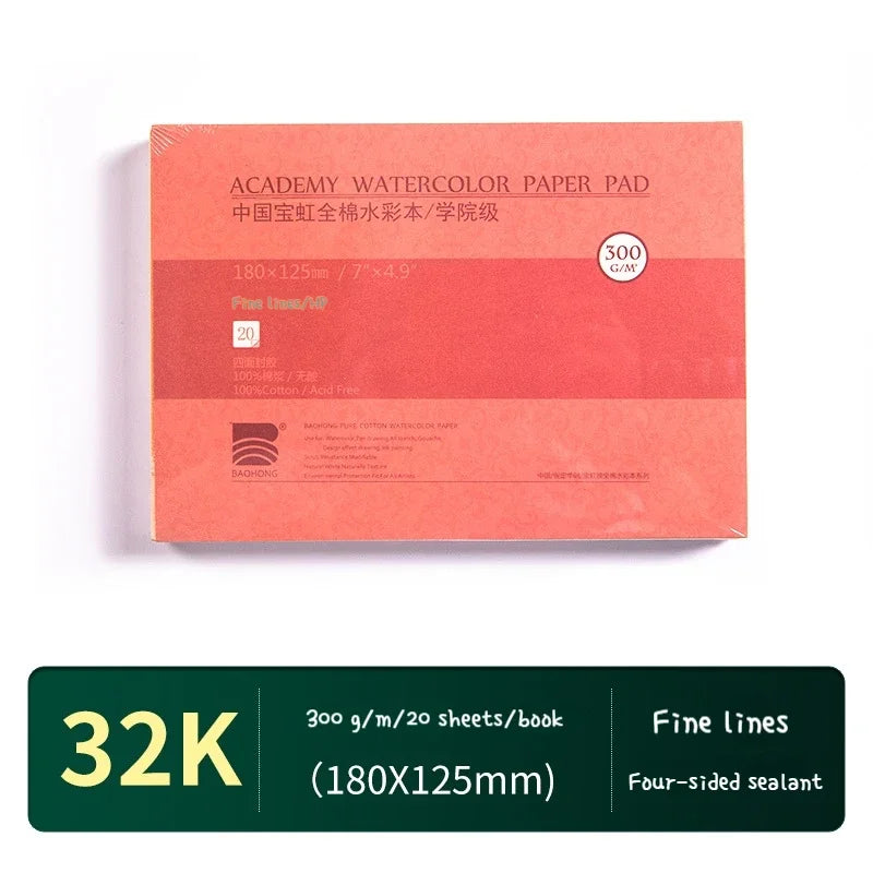 100% Cotton Watercolor Paper – 300gsm, 20 Sheets