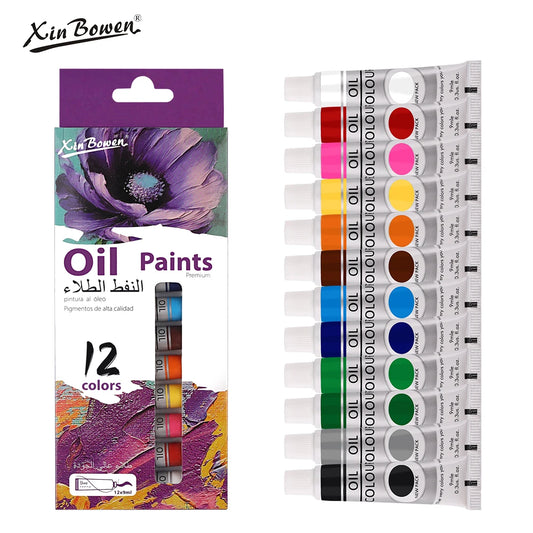 12-Color Oil Paint Set – Waterproof for Fabric, Glass & Nail