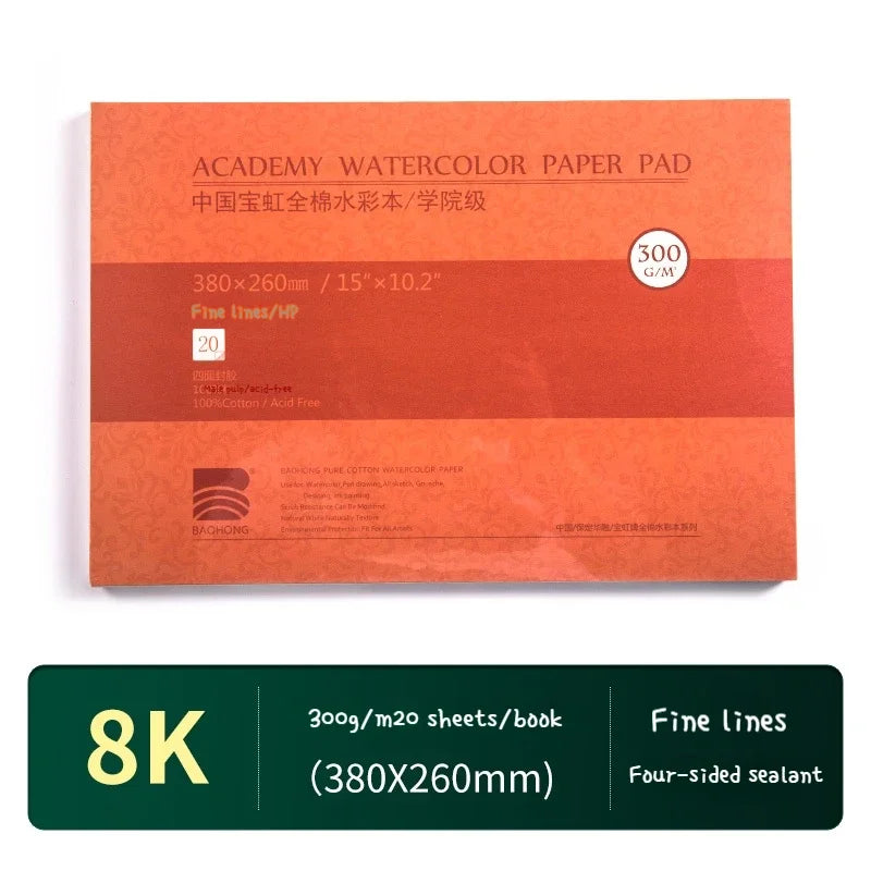 100% Cotton Watercolor Paper – 300gsm, 20 Sheets