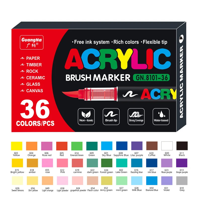 12-120 Colors Acrylic Paint Markers – Brush Tip for DIY Crafts