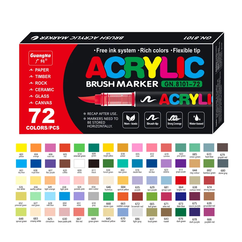 12-120 Colors Acrylic Paint Markers – Brush Tip for DIY Crafts