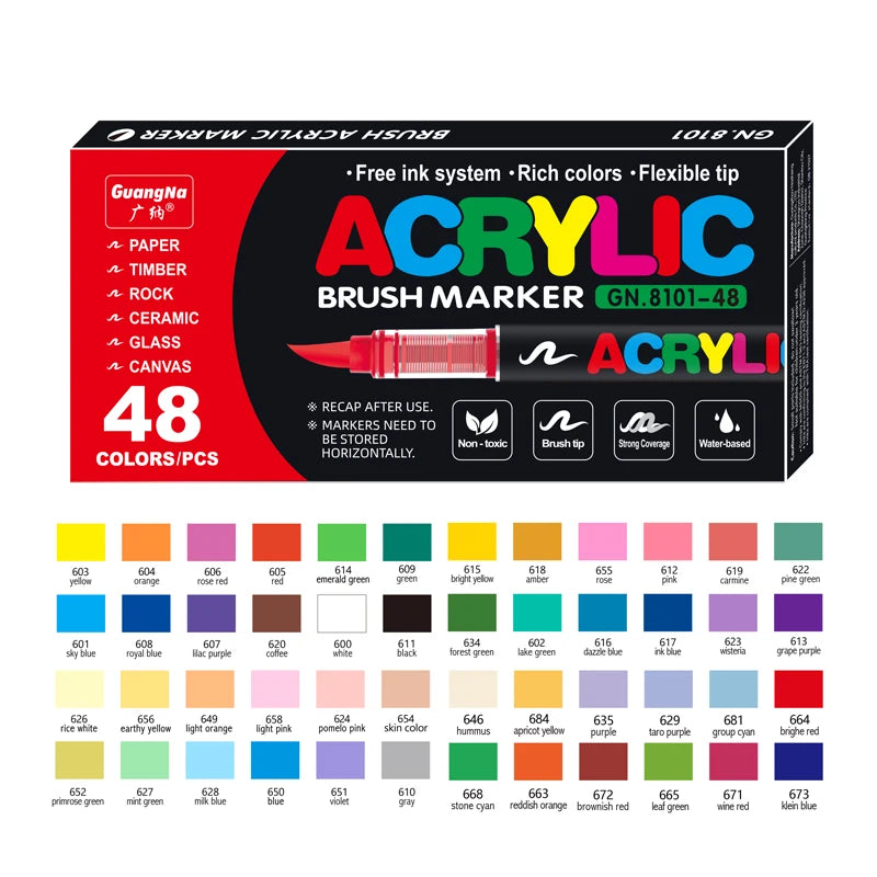 12-120 Colors Acrylic Paint Markers – Brush Tip for DIY Crafts