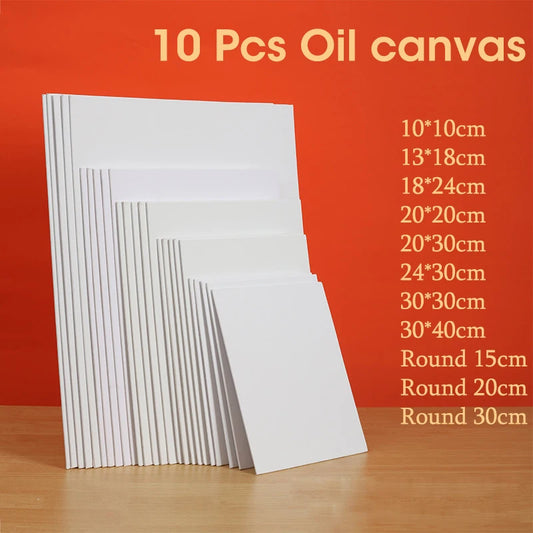 10-Piece Primed Cotton Canvas Board Set