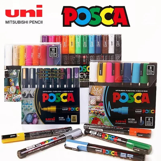 Uni Posca Art Marker Set – 7/8/12/16 Colors Acrylic Paint Pens