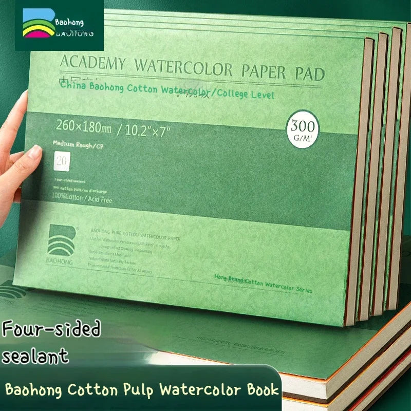 100% Cotton Watercolor Paper – 300gsm, 20 Sheets